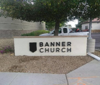 Banner Church monument monument sign